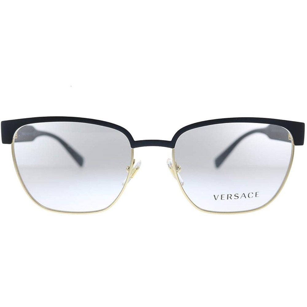 Versace VE 1264 1436_5 Matte Black Gold Metal Oval Eyeglasses 54mm